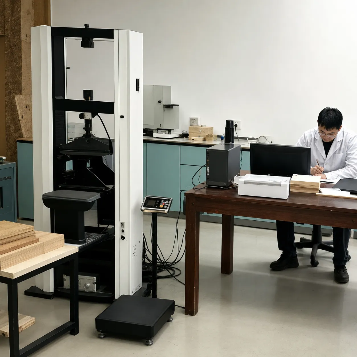 Modulus of elasticity test in plywood laboratory